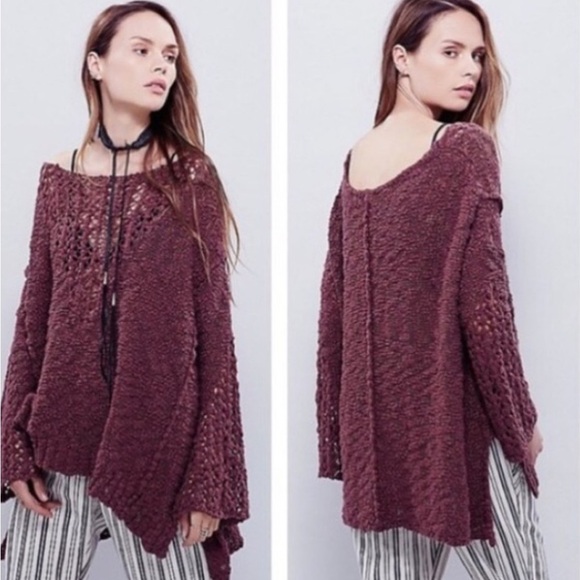 Free People Pretty Pointelle Vee Sweater in Rose Glow Sz. XS - Picture 2 of 7